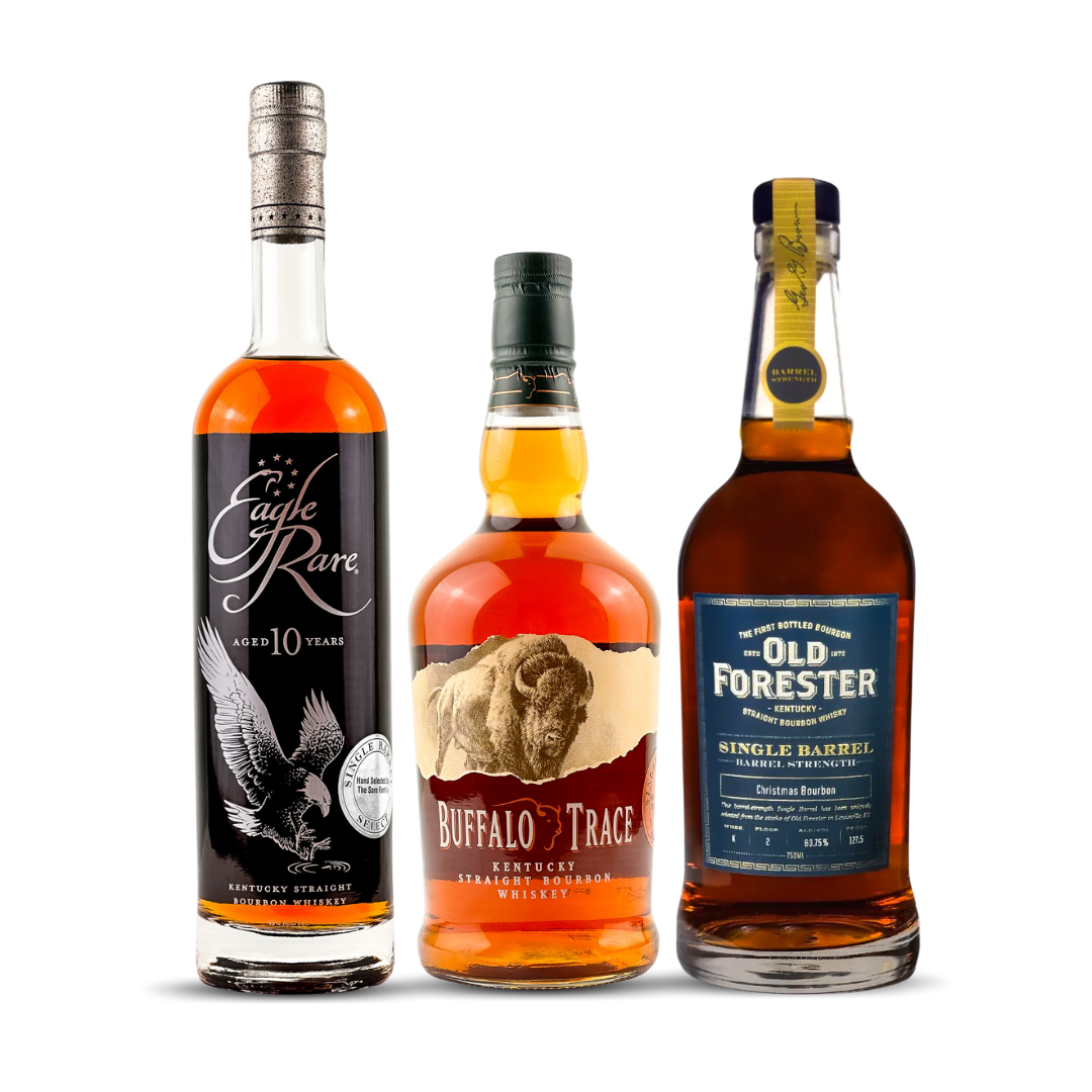 Eagle Rare 10 Year Extra Rare + Buffalo Trace 8 Year Extra Rare | 2nd Edition  | Single Barrel Select  + Old Forester Single Barrel  | Christmas Bourbon | Limited Release 2022 **Drink ONE/Gift TWO** (Bundle) at CaskCartel.com 1