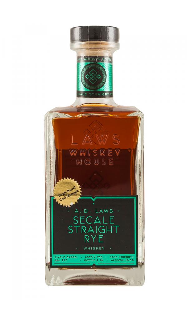 A.D. Laws Single Barrel #27 3 Year Old Cask Strength Secale Straight Rye Whiskey