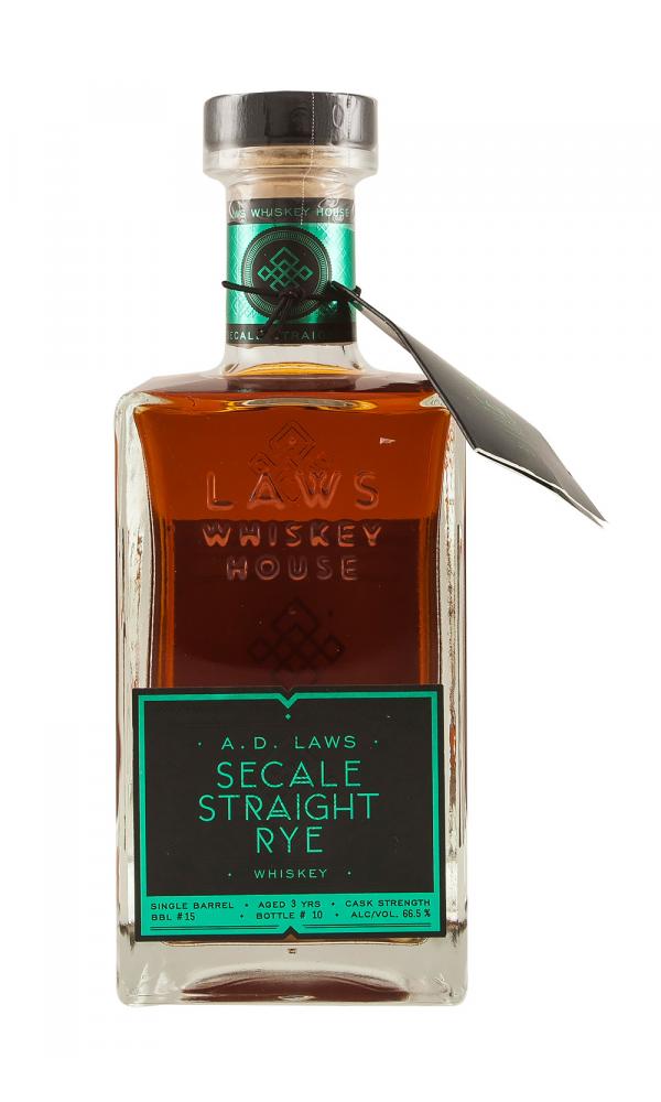 A.D. Laws Single Barrel #15 3 Year Old Cask Strength Secale Straight Rye Whiskey