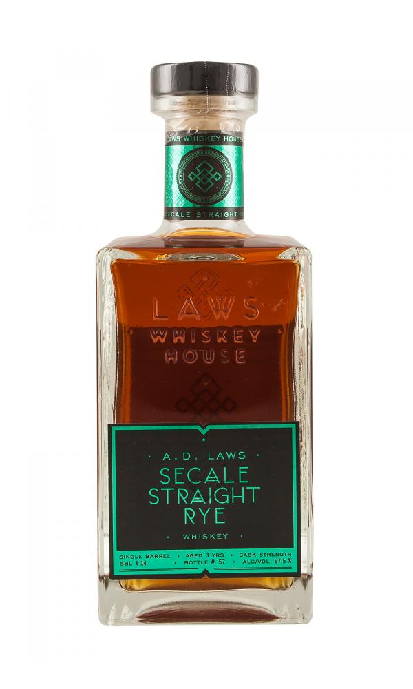 A.D. Laws Single Barrel #14 3 Year Old Cask Strength Secale Straight Rye Whiskey