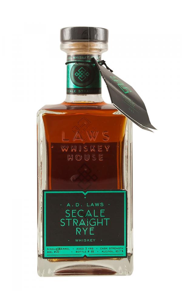 A.D. Laws Single Barrel #20 3 Year Old Cask Strength Secale Straight Rye Whiskey
