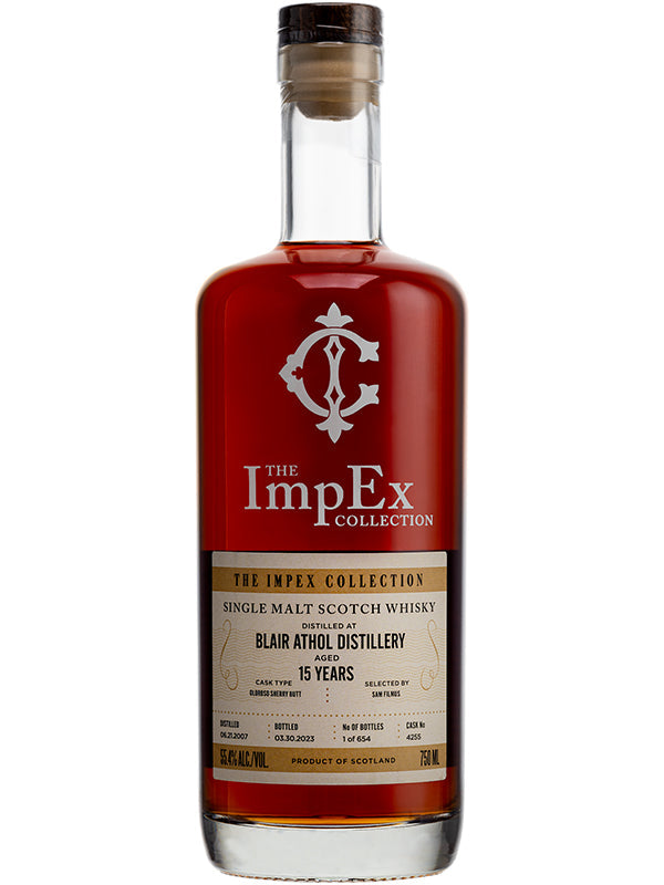 The Impex Collection Blair Athol 15 Year Old Oloroso Sherry Butt # 4255 Speyside Single Malt 2007 Scotch Whisky