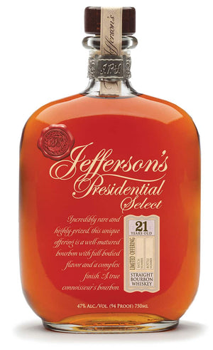 Jefferson's Presidential Select 21 Year Old 94 Proof Straight Bourbon Whiskey - CaskCartel.com