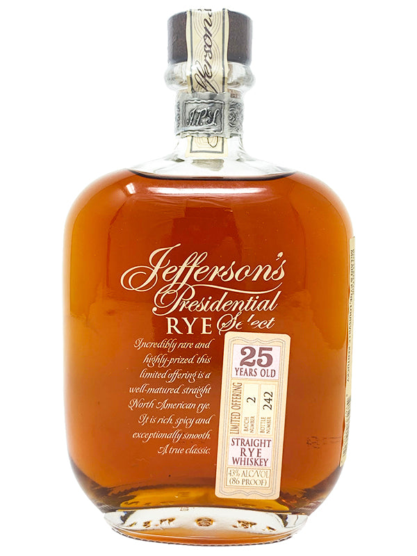 Jefferson's Presidential Select 25 Year Old Btach 2 Straight Rye Whiskey