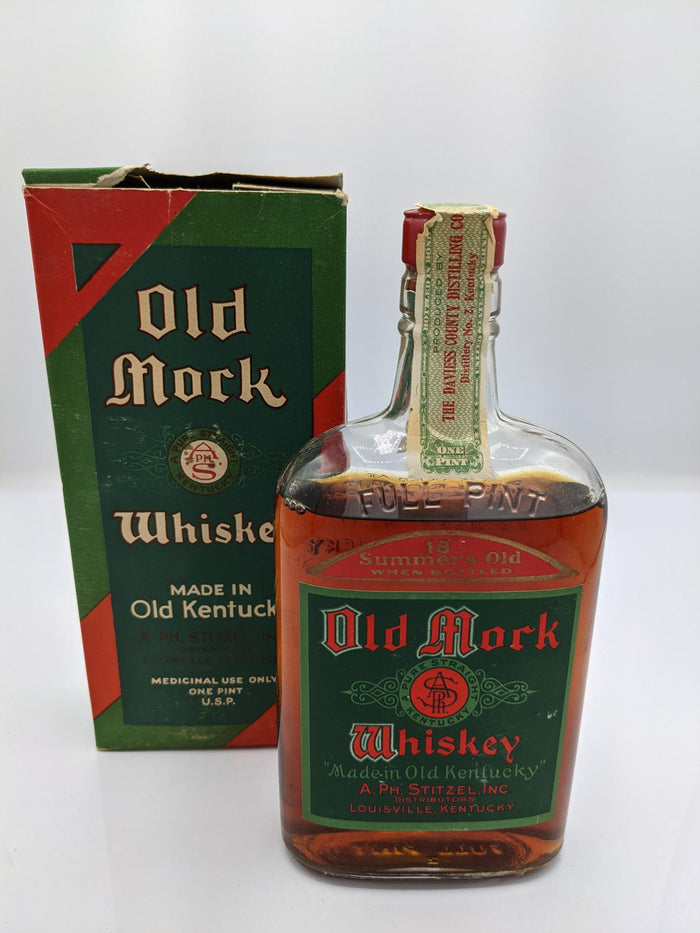 Old Mock Whiskey | 1916 Prohibition Era | 18 Year Old | Antique Collector 16oz Pint (Good Condition)