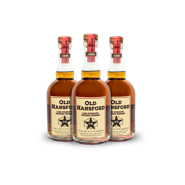 Old Hansford Cask Strength Bourbon Whiskey (3) Bottle Bundle