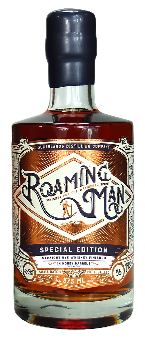 Roaming Man 'O.A.R 25th Anniversary' Special Edition Honey Barrel Finished Straight Rye Whiskey | With 2 Roaming Man NEAT Glasses