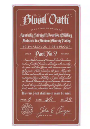 Blood Oath Pact 9 | 2023 One-Time Limited Release | Kentucky Straight Bourbon Whiskey at CaskCartel.com 2