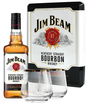 Jim Beam Bourbon Whiskey W/2 Glass - CaskCartel.com