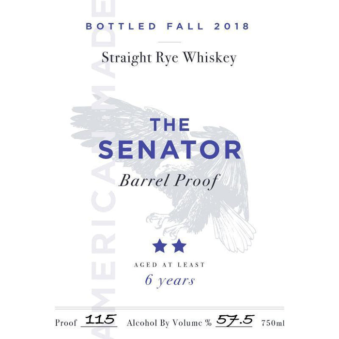 The Senator Barrel Proof 6 Year Old Straight Rye Whiskey
