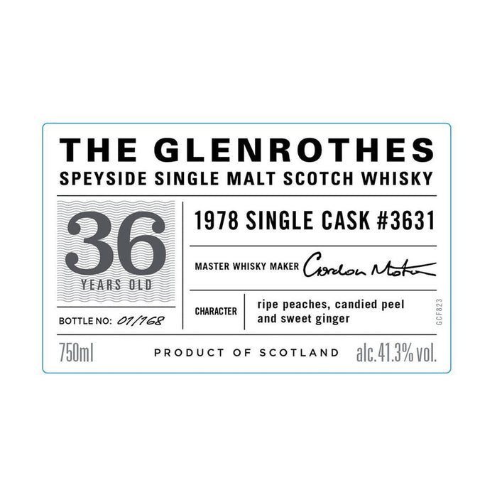 The Glenrothes 36 Year Old 1978 Single Cask #3631 Whiskey
