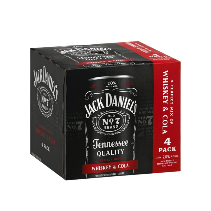 Jack Daniel's Crafted Cocktails | Whiskey & Cola | (4) Pack Cans