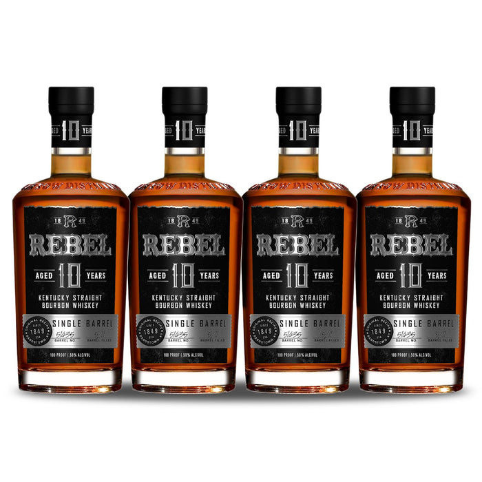 Rebel 10 Year Old Single Barrel Kentucky Straight Bourbon Whiskey (4) Bottle Bundle
