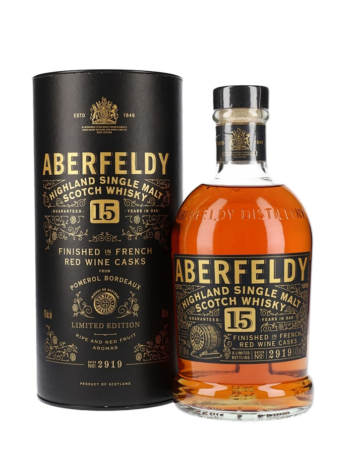 Aberfeldy 15 Year Old French Red Wine Cask Finish Highland Single Malt Scotch Whisky | 700ML