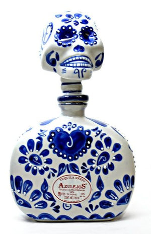 Los Azulejos With Skelly Head Anejo Tequila - CaskCartel.com