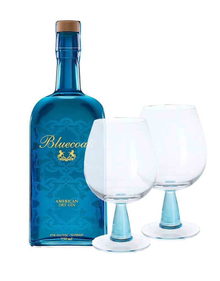 Bluecoat American Dry With Dartington Gin Connoisseur Copa Blue Pair Gin