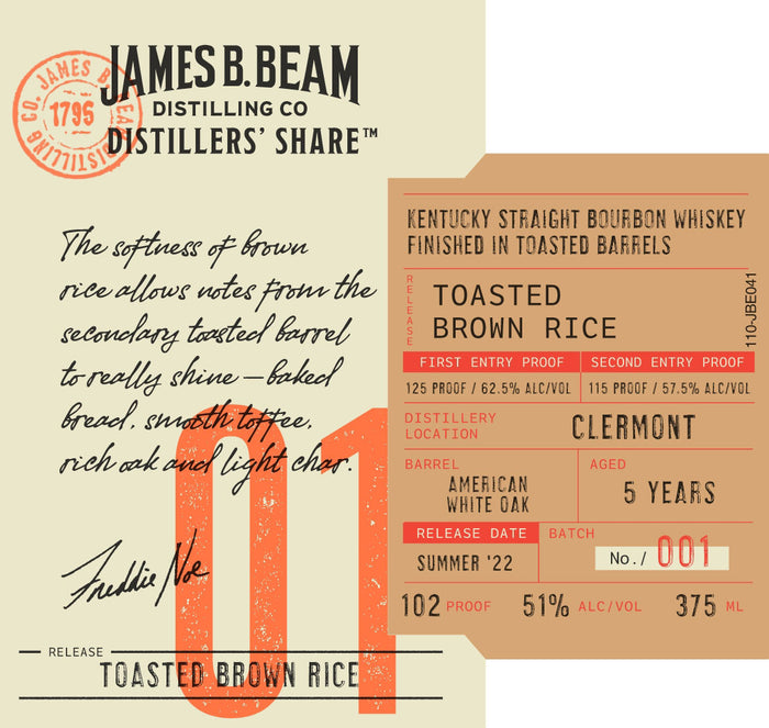 Jim Beam Distiller's Share 'Toasted Brown Rice' Kentucky Straight Bourbon Whiskey