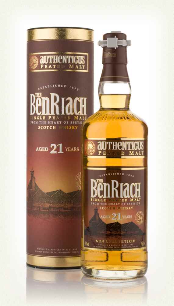 BenRiach 21 Year Old Heavily Peated Speyside Single Malt Whiskey
