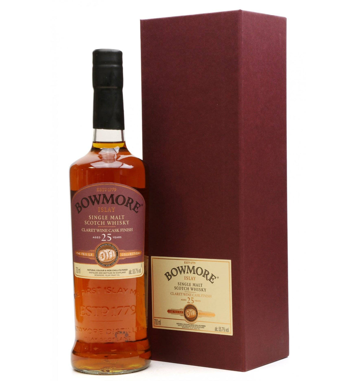 Bowmore 25 Year Old Claret Wine Cask Finish (D.1990, B.2016) Fèis Ìle Edition Scotch Whisky | 700ML at CaskCartel.com
