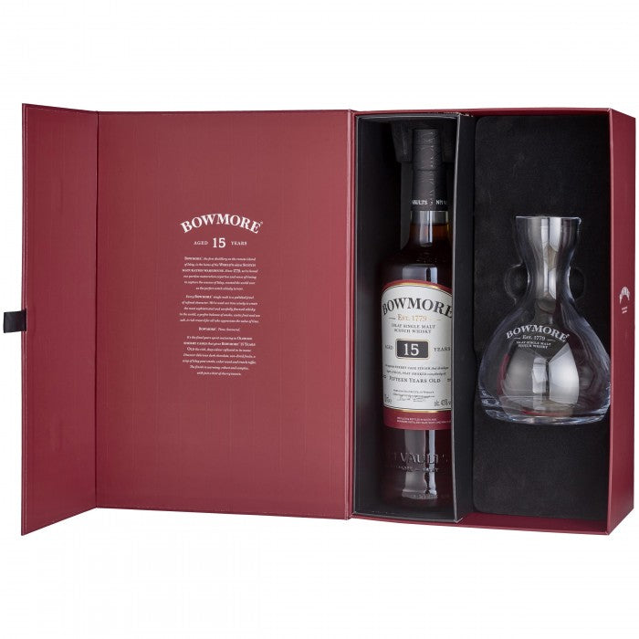 Bowmore 15 Year Old Decanter Gift Set Islay Single Malt Scotch Whisky