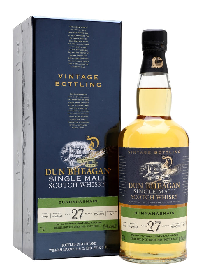 Bunnahabhain 1989 27 Year Old Dun Bheagan Islay Single Malt Scotch Whisky | 700ML