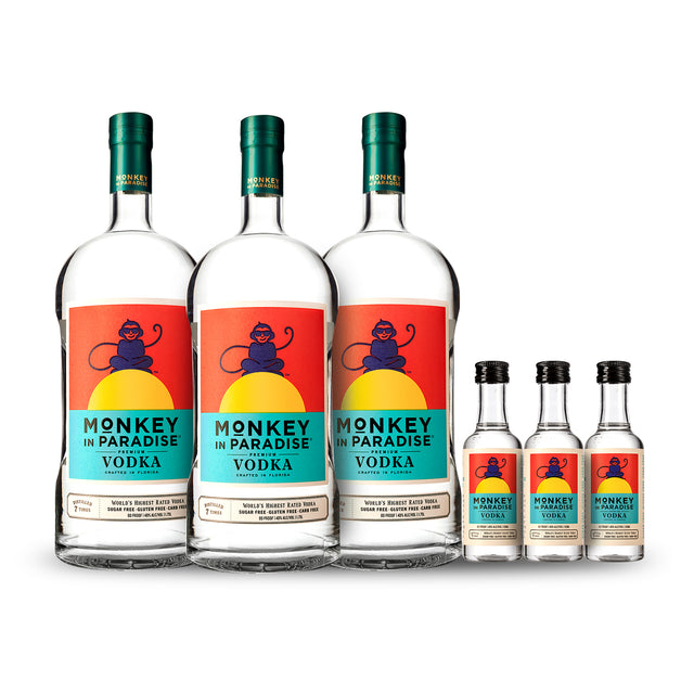 Monkey In Paradise Vodka 1.75 Liter (3) Pack Bundle w/Free Minis (3) at CaskCartel.com