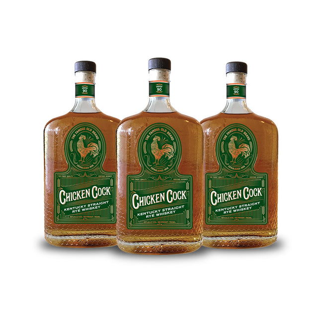 Chicken Cock Kentucky Straight Rye Whiskey (3) Bottle Bundle at CaskCartel.com