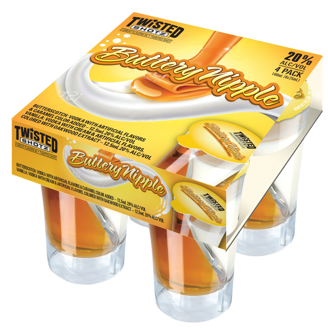 Twisted Shotz Buttery Nipple Cocktail | 4x100ML at CaskCartel.com