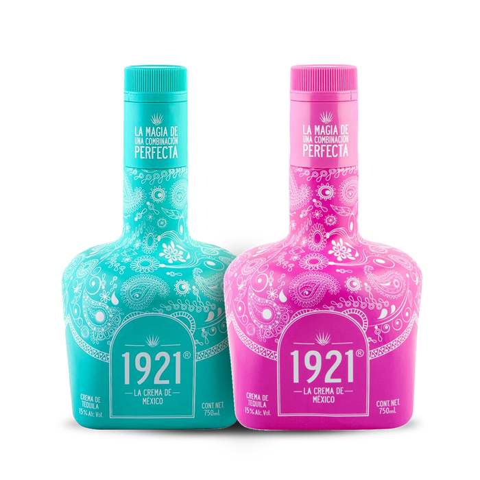 1921 Crema De Mexico Tequila (2) Bottle Combo | (1) Blue (1) Pink