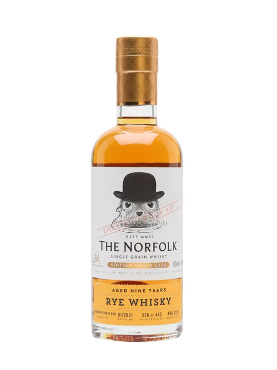 The English The Norfolk Vintage Single Cask Rye 2012 9 Year Old Whisky | 500ML