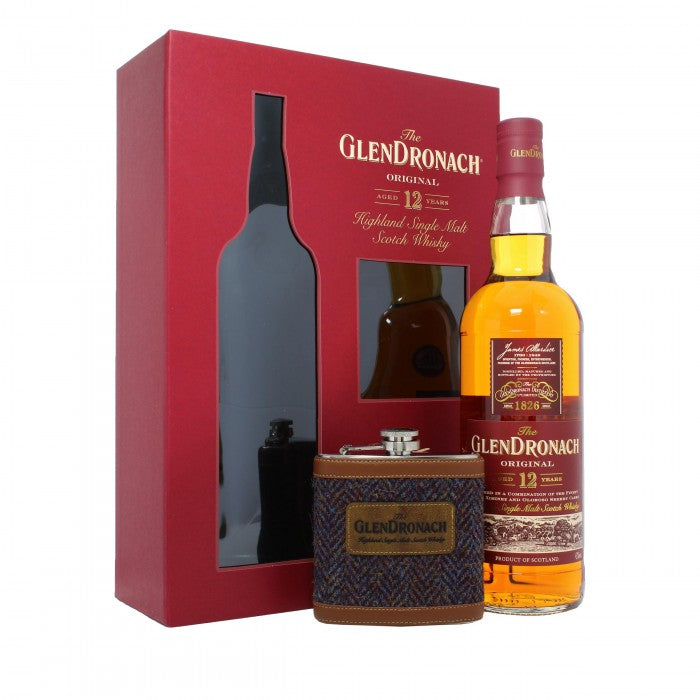GlenDronach 12 Year Old Gift Pack with Walker Slater Hip Flask Single Malt Scotch Whisky