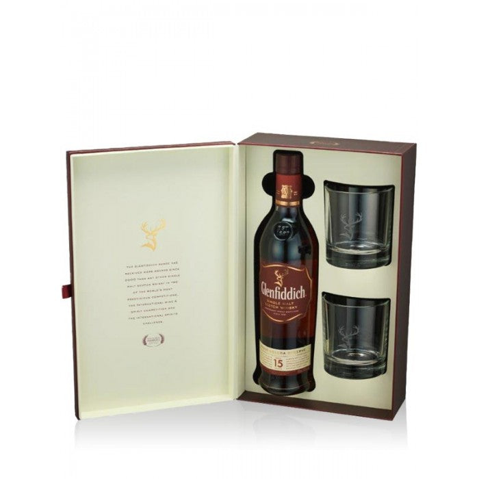 Glenfiddich 15 Year Old 2 Glasses Gift Pack Single Malt Scotch Whisky - CaskCartel.com