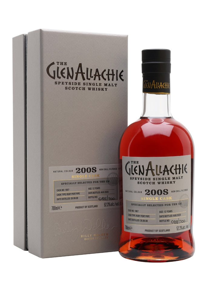 Glenallachie 2008 12 Year Old Ruby Port Pipe Speyside Single Malt Scotch Whisky | 700ML