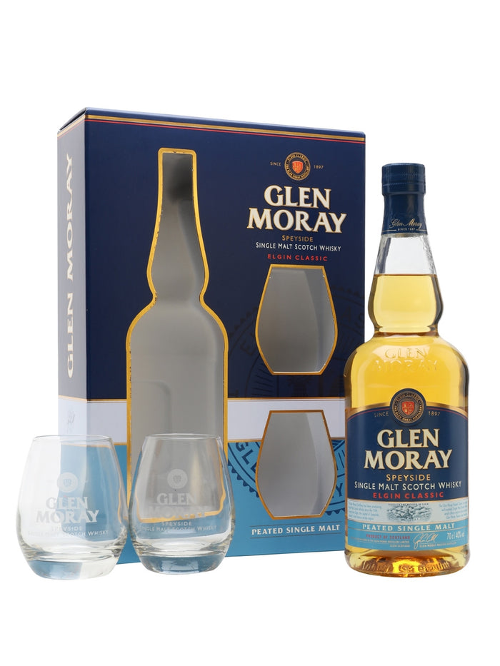 Glen Moray Peated Glass Set Speyside Single Malt Scotch Whisky | 700ML