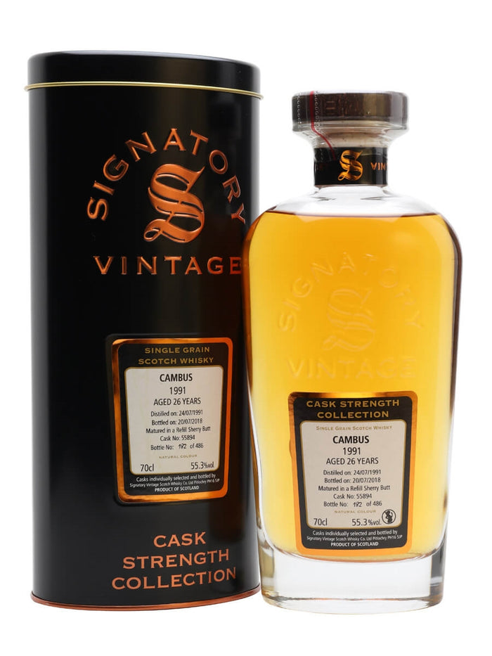 Cambus 1991 26 Year Old Sherry Cask Signatory Single Grain Scotch Whisky | 700ML