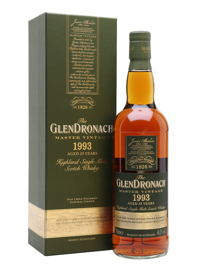 Glendronach 1993 Master Vintage 25 Year Old Highland Single Malt Scotch Whisky
