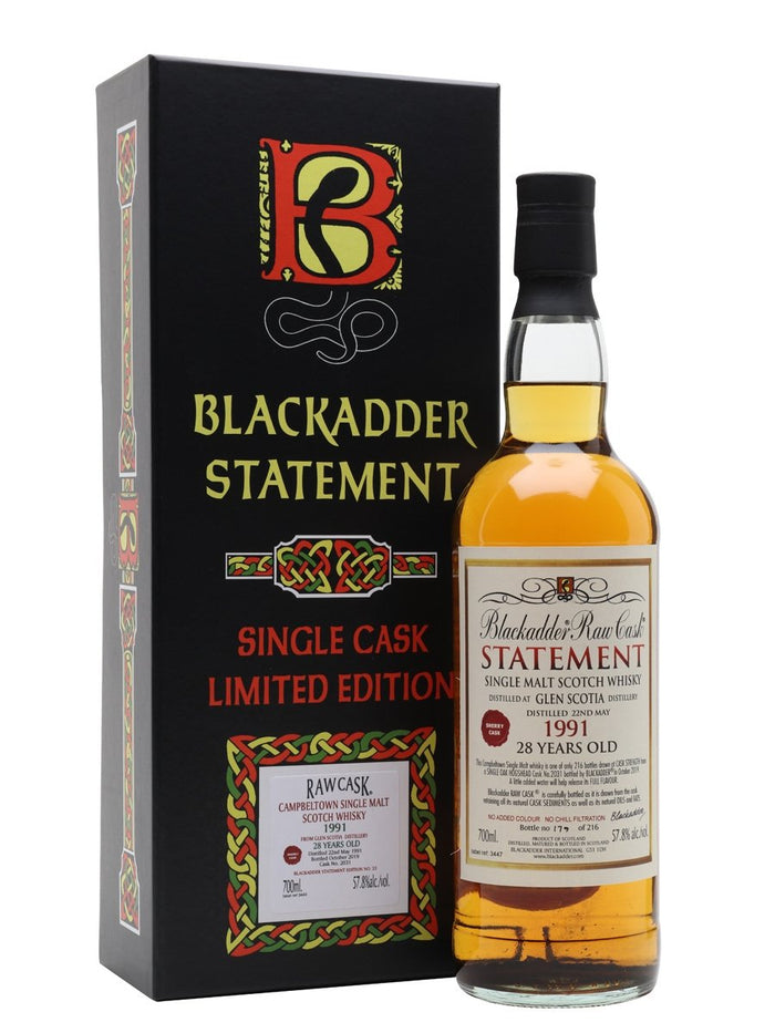 Glen Scotia 1991 28 Year Old Blackadder Statement No 33 Campbeltown Single Malt Scotch Whisky | 700ML
