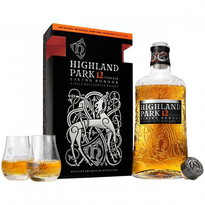 Highland Park Viking Honour 12 Year Old 2 Glass Gift Pack Single Malt Scotch Whisky