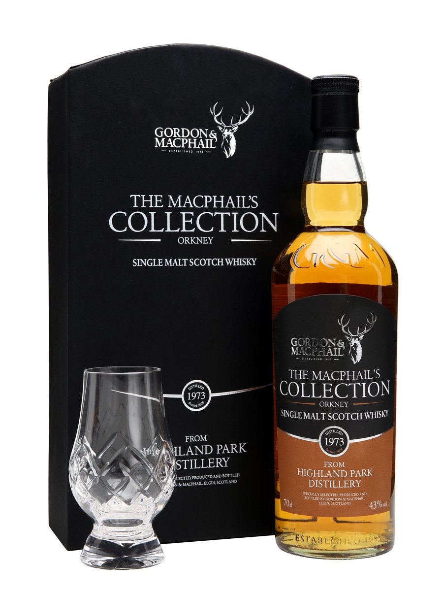 Highland Park 1973 & Glass Set Macphail's Collection Island Single Malt Scotch Whisky | 700ML at CaskCartel.com