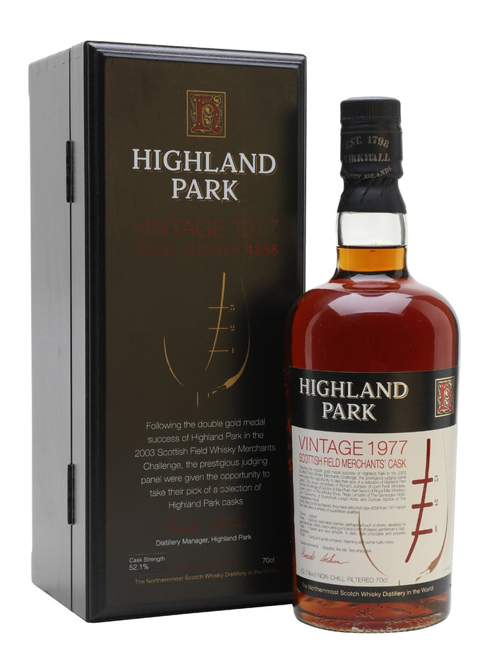 Highland Park 1977 Sherry Cask Scottish Field Merchant's Island Single Malt Scotch Whisky | 700ML
