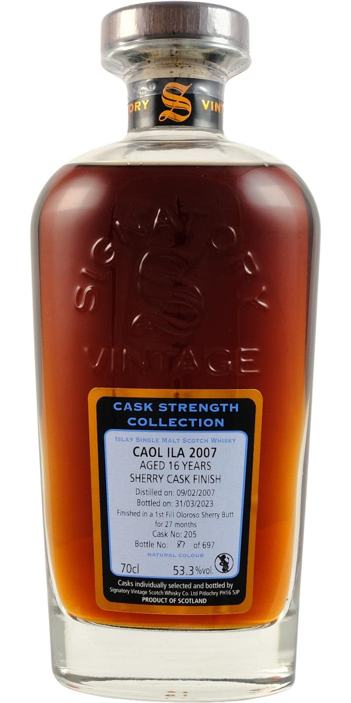 Caol Ila 16 Year Old 2007 (Cask 205) Cask Strength Collection (Signatory) Scotch Whisky | 700ML
