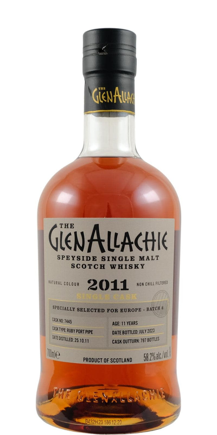 GlenAllachie 2011 11 Year Old Ruby Port Pipe # 7445 Scotch Whisky | 700ML