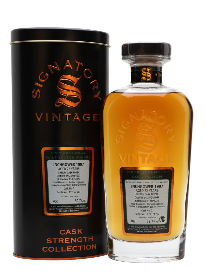 Inchgower 1997 22 Year Old Sherry Cask Finish Signatory Speyside Single Malt Scotch Whisky | 700ML