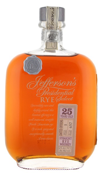 Jefferson's Presidential Select 25 Year Old Rye Whiskey