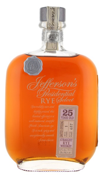 Jefferson's Presidential Select 25 Year Old Batch 1 Straight Rye Whiskey