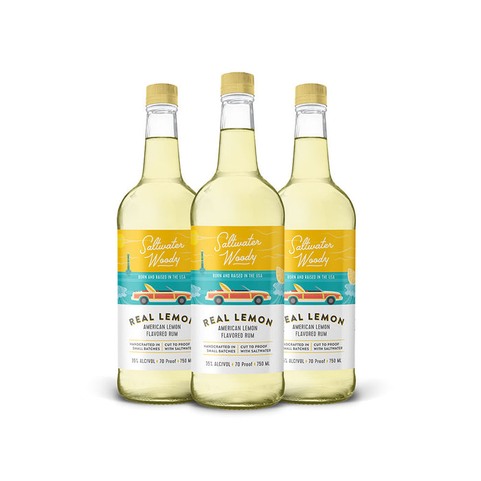 Saltwater Woody Real Lemon American Lemon Flavored Rum (3) Bottle Bundle