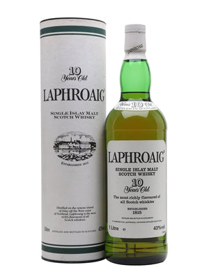 Laphroaig 10 Year Old Bot.1990s Pre Royal Warrant Islay Single Malt Scotch Whisky | 1L at CaskCartel.com