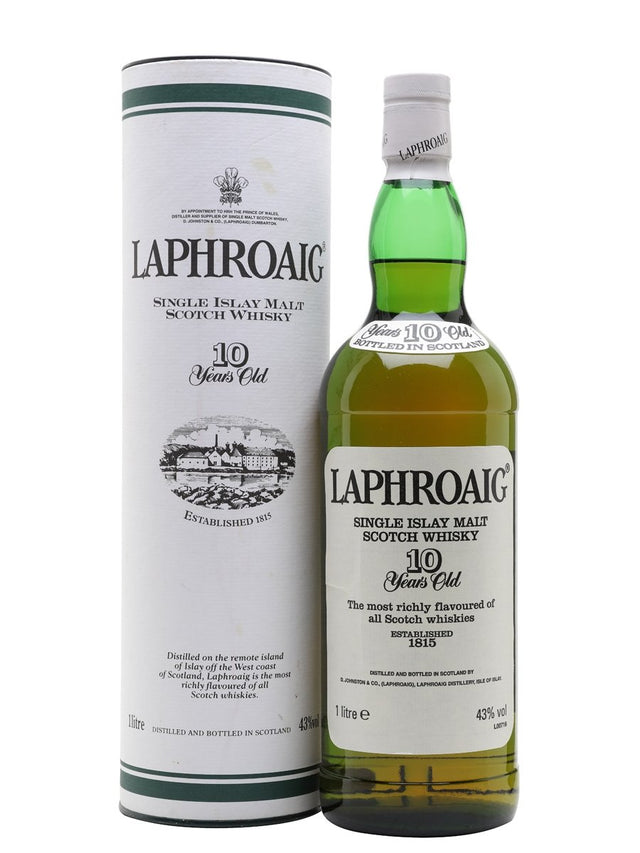 Laphroaig 10 Year Old Bot.1990s Post Royal Warrant Islay Single Malt Scotch Whisky | 1L at CaskCartel.com