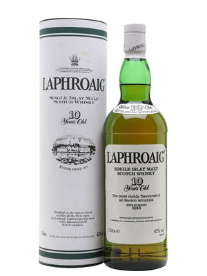 Laphroaig 10 Year Old Bot.1990s Post Royal Warrant Islay Single Malt Scotch Whisky | 1L at CaskCartel.com