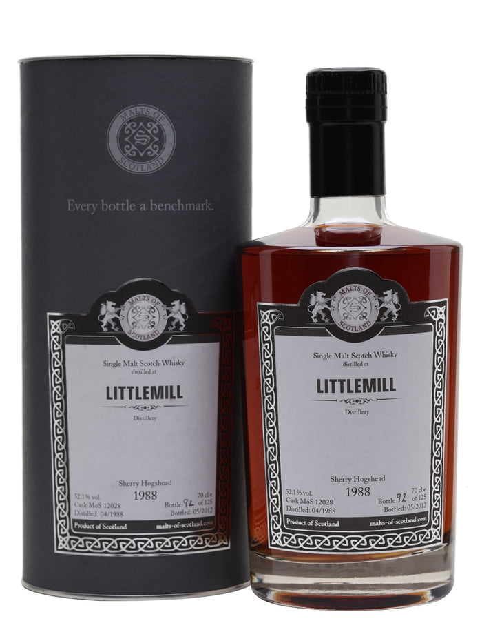 Littlemill 1988 Sherry Hogshead Malts of Scotland Lowland Single Malt Scotch Whisky | 700ML